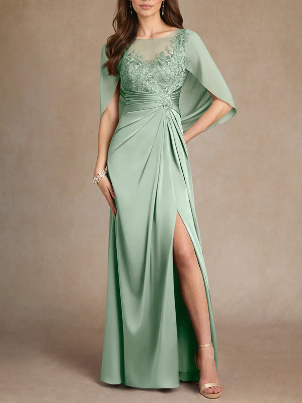 Agave A-Line Lace Stretch Satin Dress