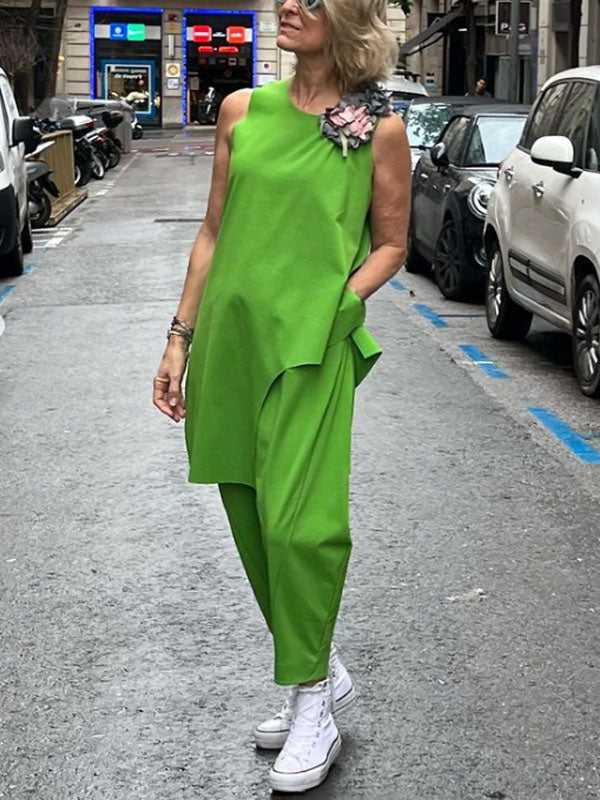 Temperament Cotton Linen Ladies Suits