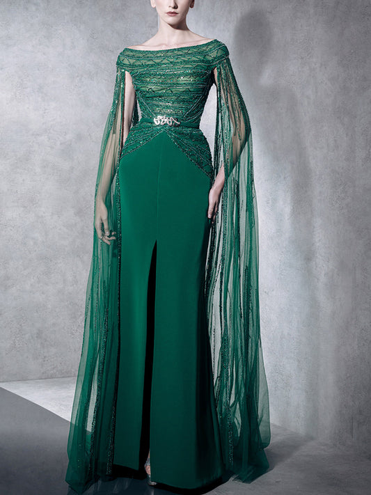 Sequin Mesh Solid Color Maxi Dress