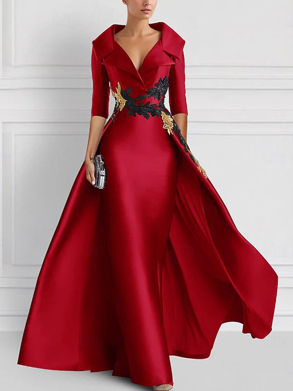 Lapel Solid Color Maxi Dress