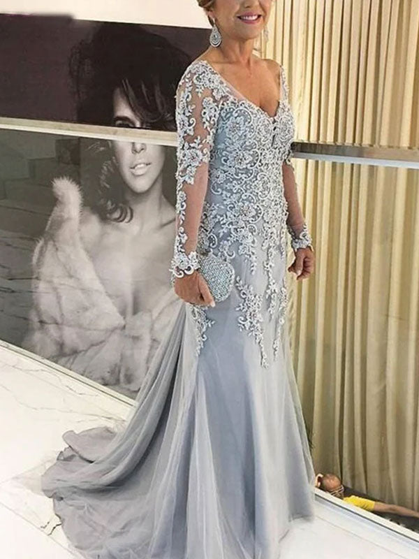 Hand-embroidered Trailing Elegance Evening Gowns