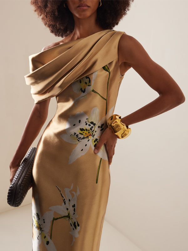 Off-shoulder Print Maxi Dress