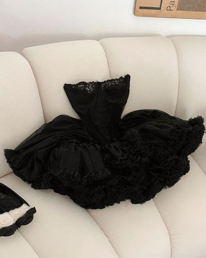 Cute A Line Sweetheart Neck Black Lace Tulle Short Homecoming Dress Birthday Dress SH2931
