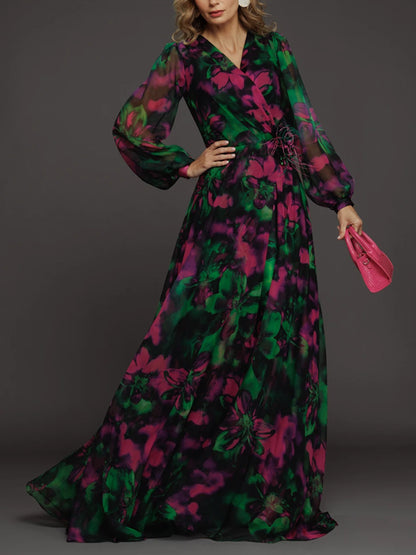 Temperament Floral Elegant Chiffon Ladies Dress