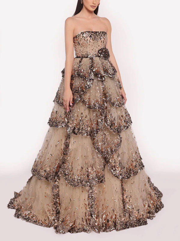 Layers of Sequined Mesh Ladies Dress