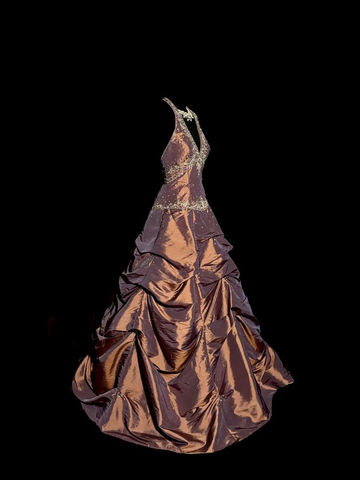 Vintage Ball Gown Halter Brown Sleeveless Long Prom Gown Fairy Prom Dresses SH3091