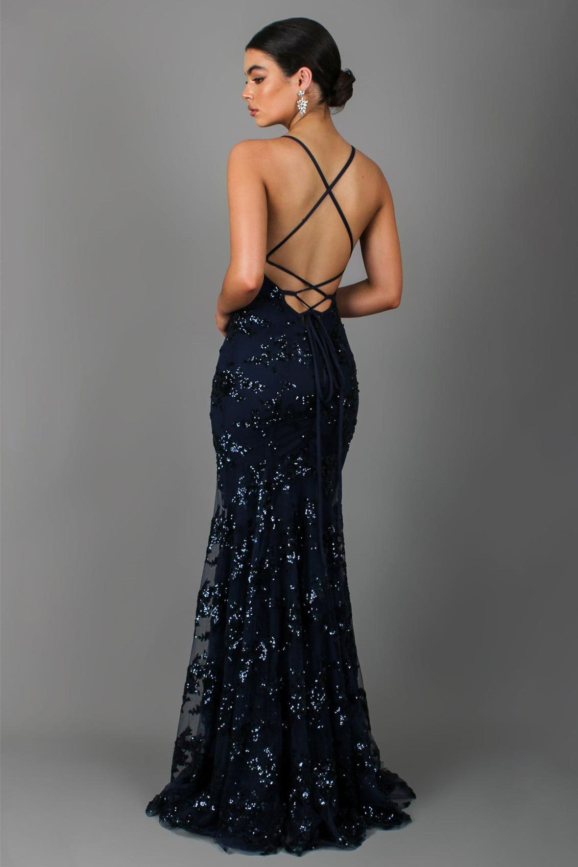 loveedsTM-Sequin V-Neck Backless Maxi Dress