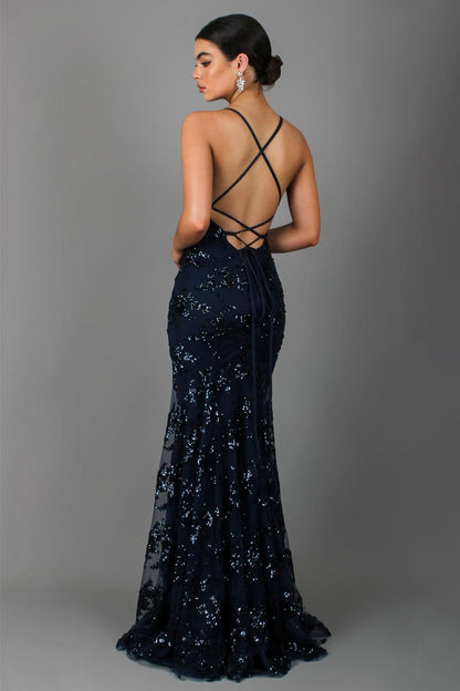 loveedsTM-Sequin V-Neck Backless Maxi Dress