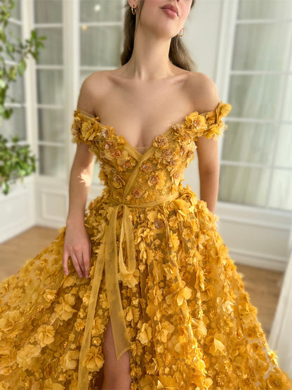 3d Flower Tube Top Maxi Dress