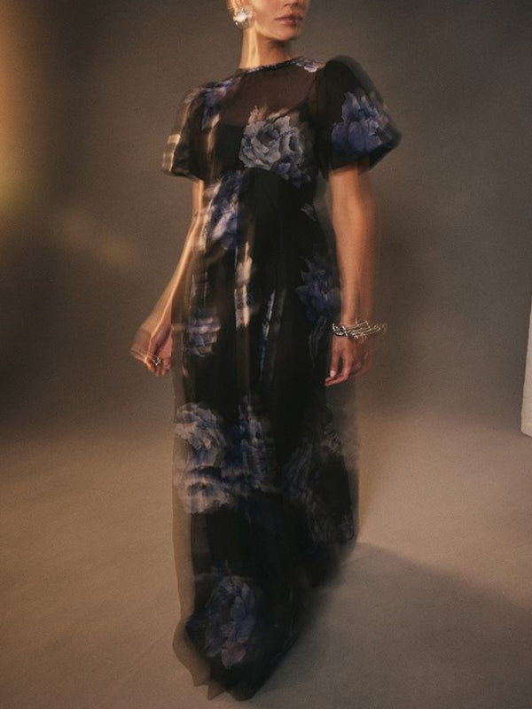 Organza Temperament Round Neck Temperament Women's Dress