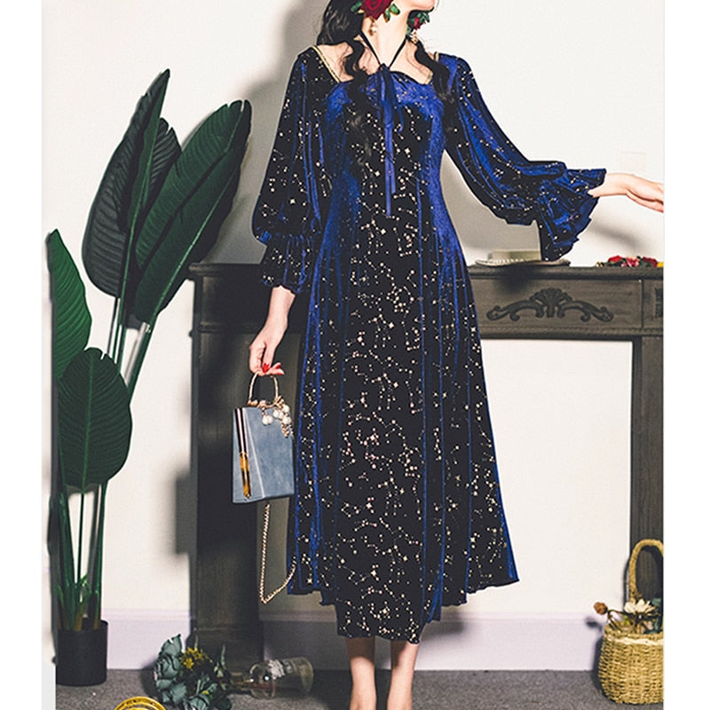 loveedsTM-Vintage Party Dress Women Evening French Elegant Retro Dress Female Casual Long Sleeve Flroal Midi Dress Korean Autumn Chic