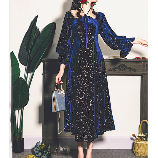 loveedsTM-Vintage Party Dress Women Evening French Elegant Retro Dress Female Casual Long Sleeve Flroal Midi Dress Korean Autumn Chic