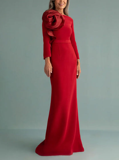 Flower Decoration Temperament Women's Evening Dress