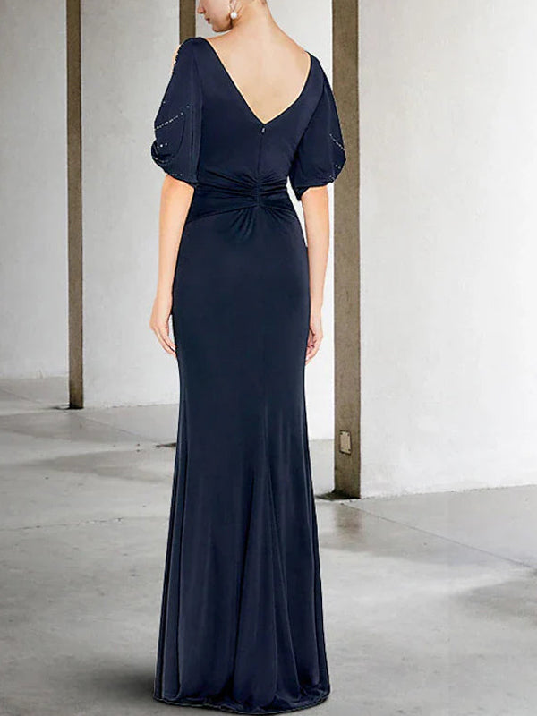 Round Neck Solid Color Sequins Maxi Dress