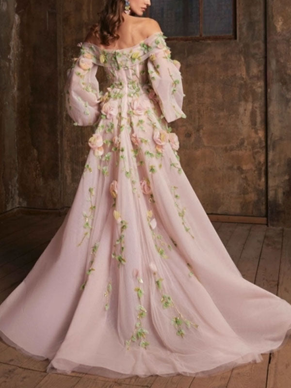 strapless applique temperament party lady dress