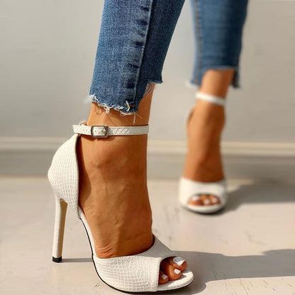 Fish mouth stiletto heel buckle ladies sexy open toe