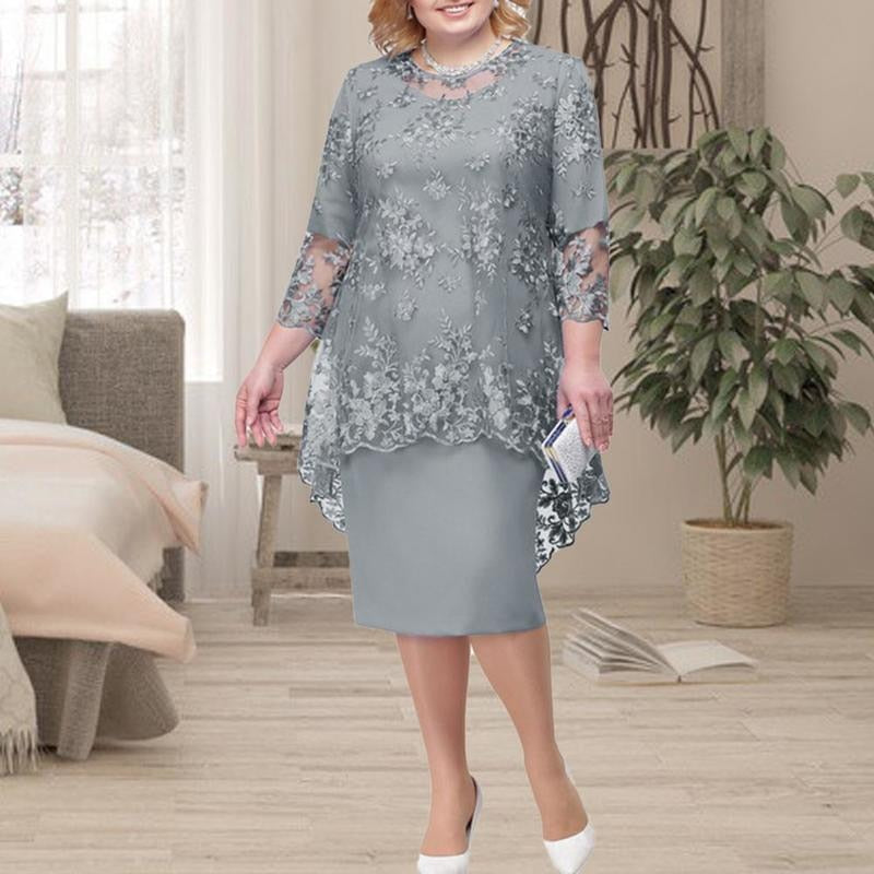 loveedsTM- Oversized Mother of The Bride Dresses Elegant Weddings Women Midi Dress Two Piece Evening Gown Robe Femme Embroidery Clothing