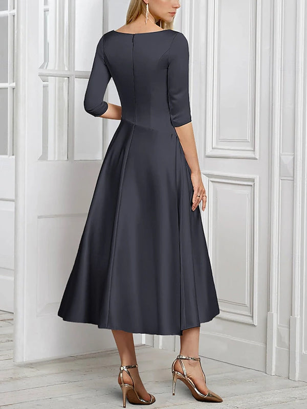 Vintage V-neck Satin Midi Dress