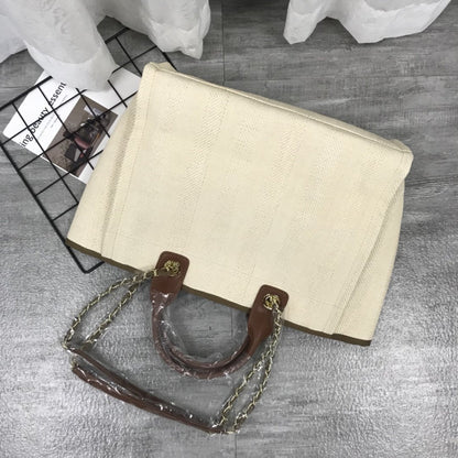 Chanel Deauville Small Straw Raffia Striped