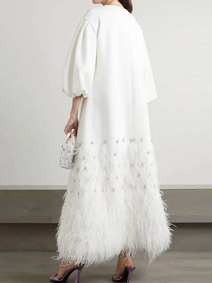 Chiffon Temperament Feather Ladies Dress