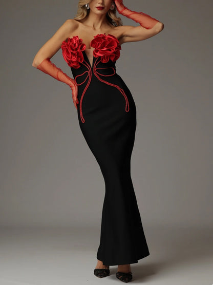 Solid Color Tube Top Maxi Dress