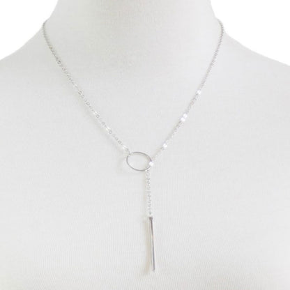 Simple chain metal ring necklace with short length