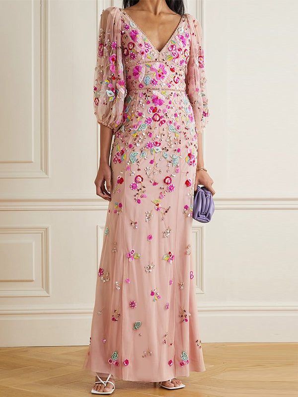 Sequined puff sleeve dress