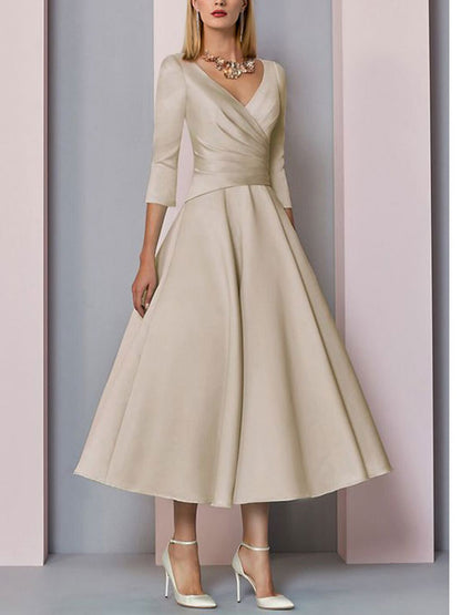 Pleated Airy Satin Wedding Gowns