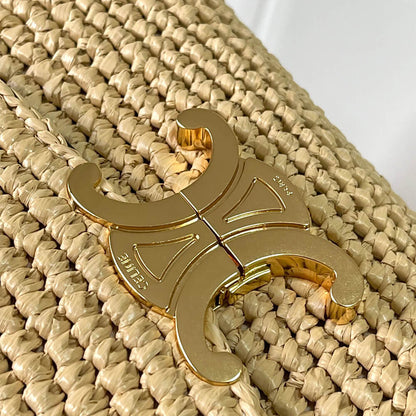 CELINE TEEN NINO BAG IN Raffia and calfskin