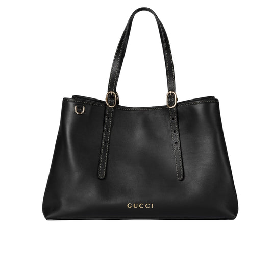 GUCCI GG EMBLEM LARGE TOTE BAG BLACK 31CM 815213 AAEC2 1000