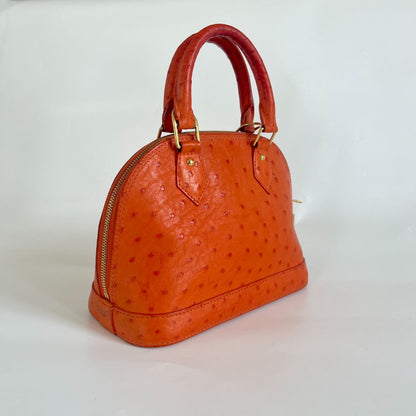 Louis Vuitton Orange Alma BB orange ostrich leather bag