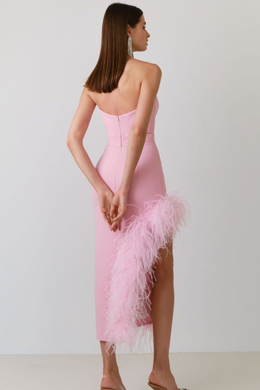 loveedsTM-Strapless Feather Party Dress