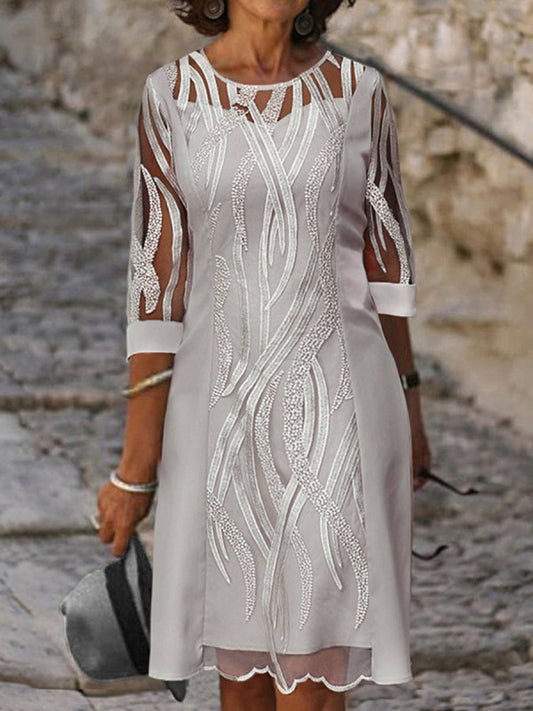 loveedsTM-Fashionable round neck lace sun protection dress
