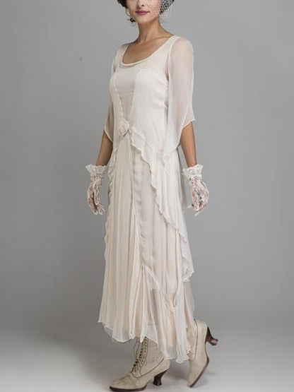 Downton Abbey Tea Party Crew Neck Solid Dress