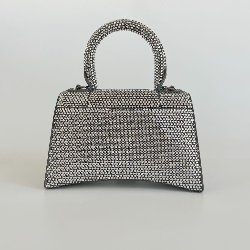 Balenciaga Hourglass XS Top Handle Bag in Rhinestones Suede Calfskin