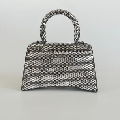 Balenciaga Hourglass XS Top Handle Bag in Rhinestones Suede Calfskin