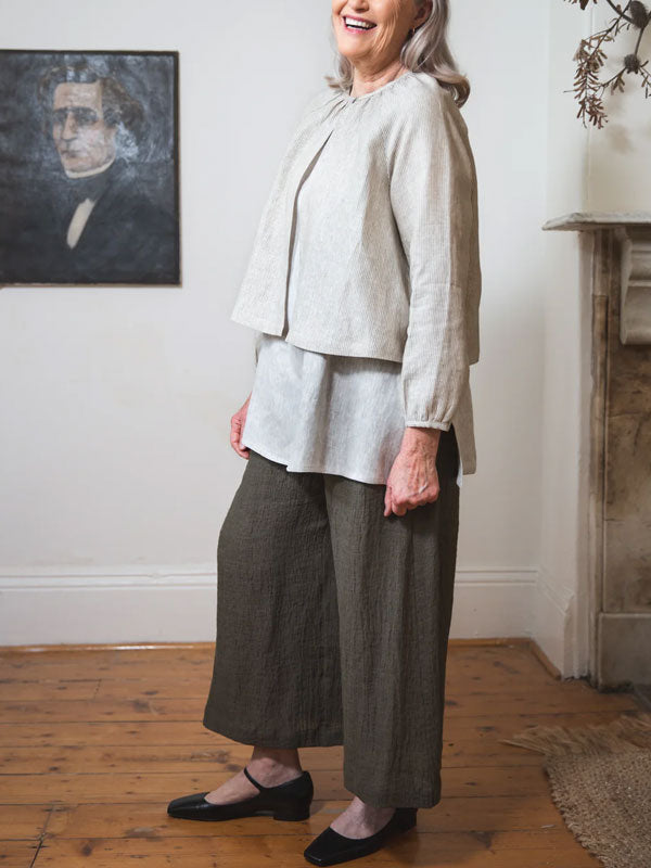 Small Cardigan Cropped Linen Jacket