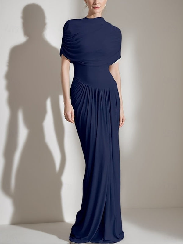 Ruffled Shawl Elegant Chiffon Gown