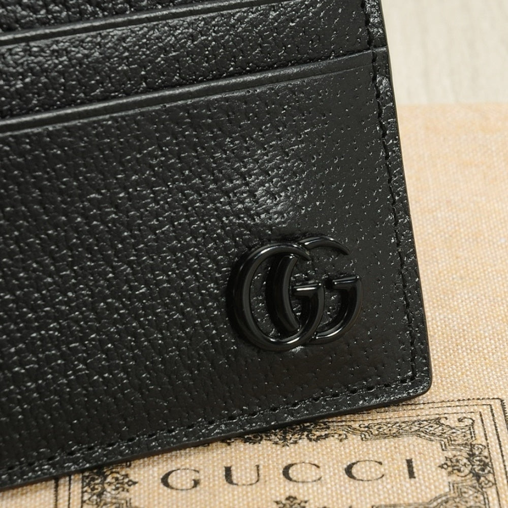 GUCCI GG MARMONT CARD CASE BLACK LEATHER 10CM ‎657588 1T56F 1000