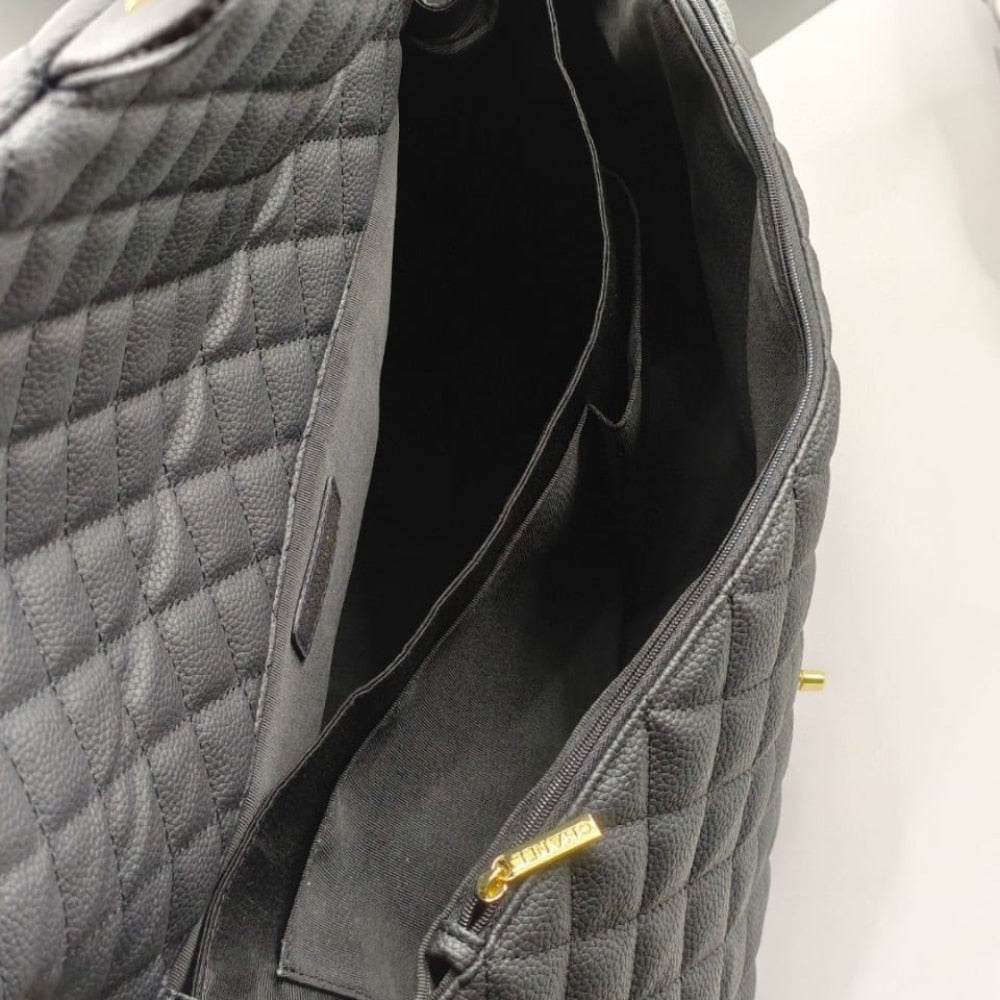 CHANEL XXL AIRLINE CLASSIC TRAVEL FLAP BAG CAVIAR LEATHER BLACK GOLD HARDWARE 46CM