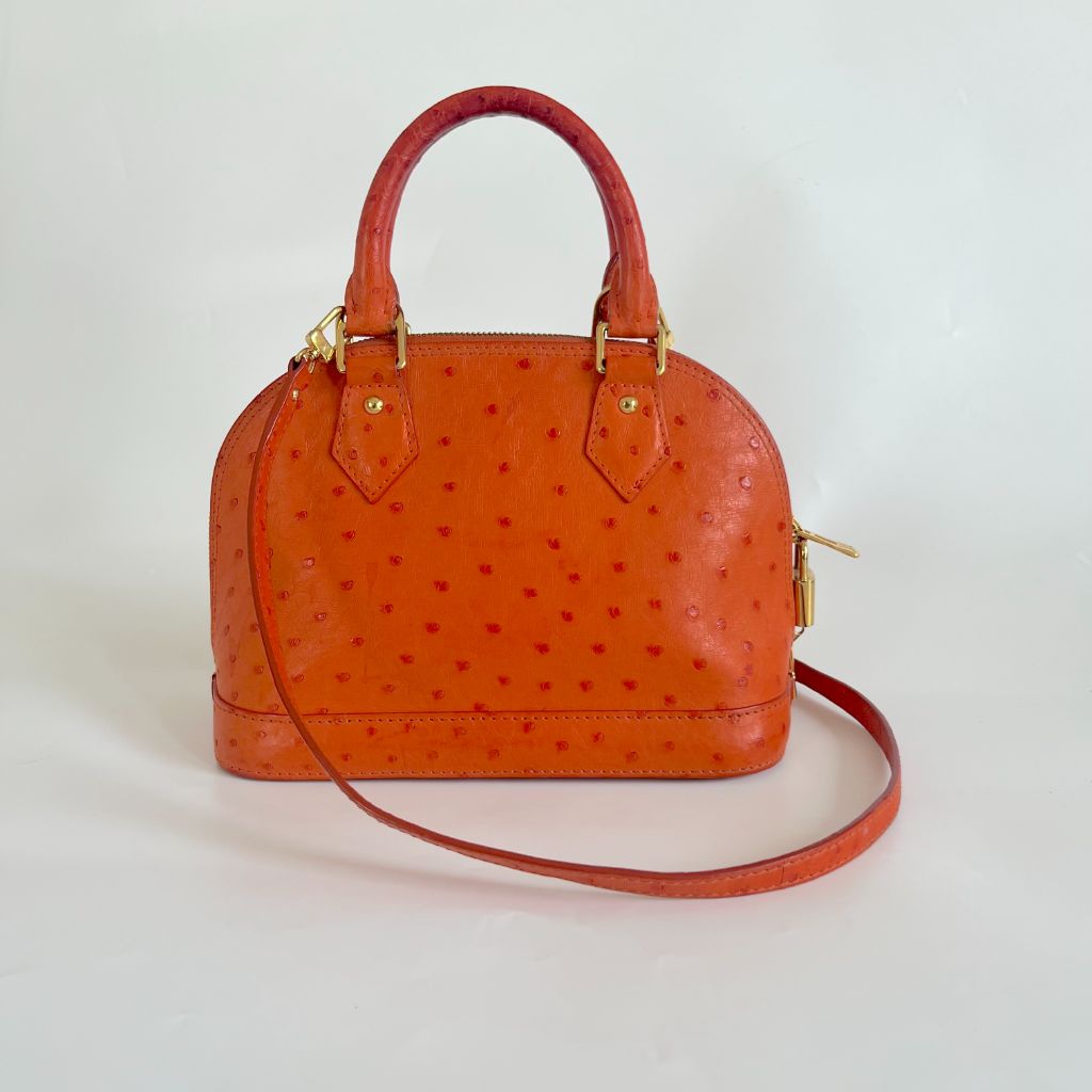 Louis Vuitton Orange Alma BB orange ostrich leather bag