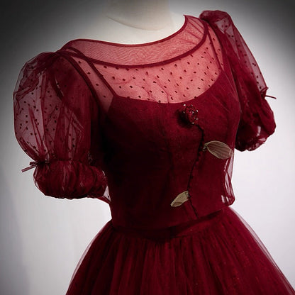 Elegant Ball Gown Spaghetti Straps Burgundy Long Prom Dresses Party Dress Summer 20th Birthday Outfits 18th Birthday Dresses For Teens DH128