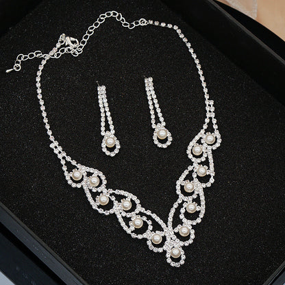 pearl necklace earrings wedding jewelry set