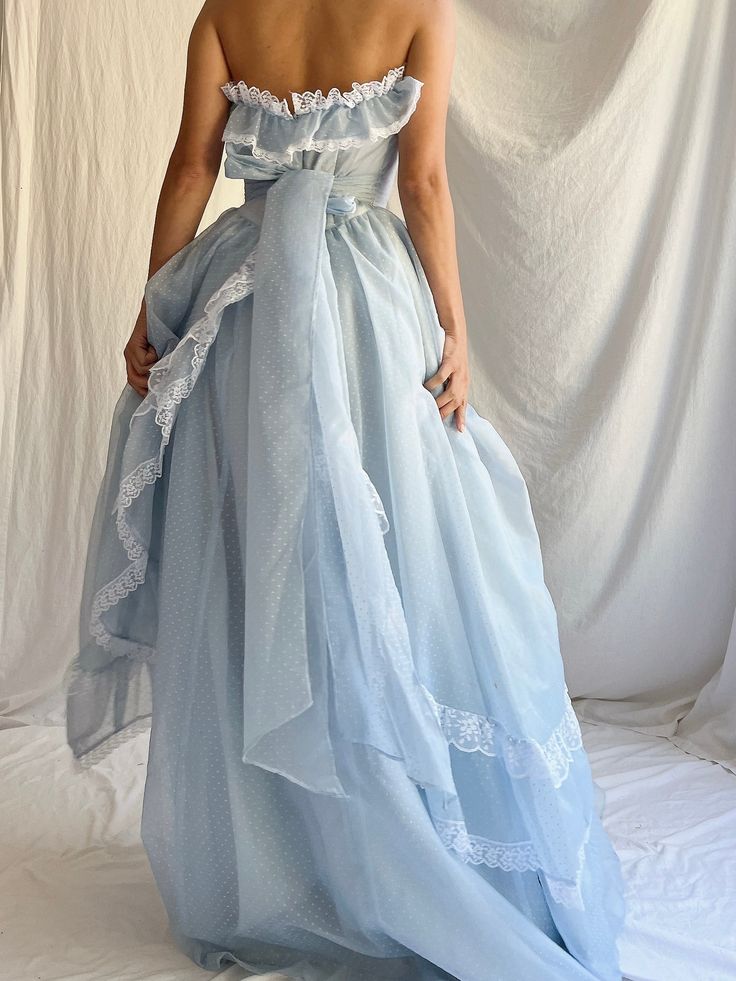 Baby Blue A Line Sweetheart Neck White Lace Chiffon Long Prom Dress Party Dress SH3658