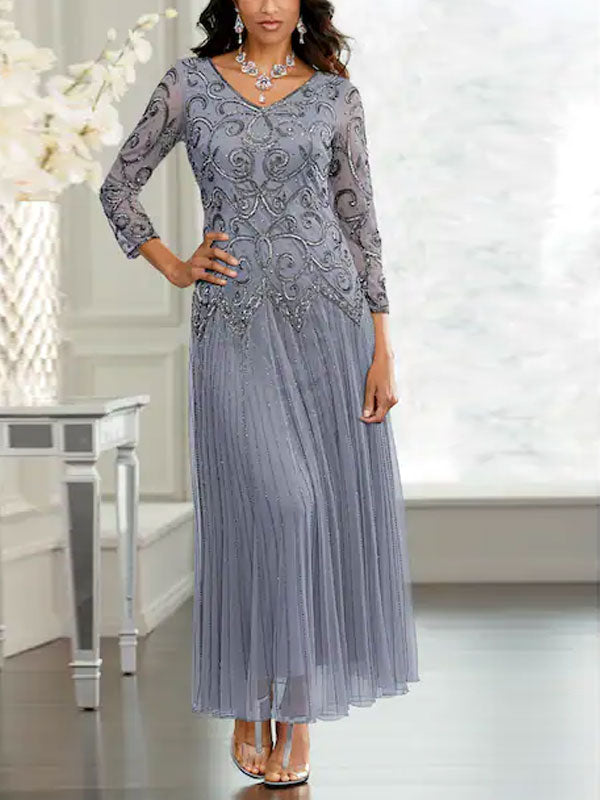Chiffon mesh long sleeve temperament ladies dress