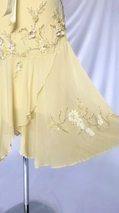 Yellow Beaded Short Homecoming Dress Cute Elegant Chiffon Birthday Dress gh4445
