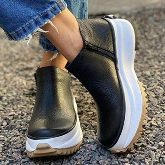Short boots side zipper casual ladies single shoes