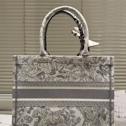 DIOR MEDIUM EMBROIDERED DIORIVIERA GREY CANVAS 36CM NAPPUGBBA396951W