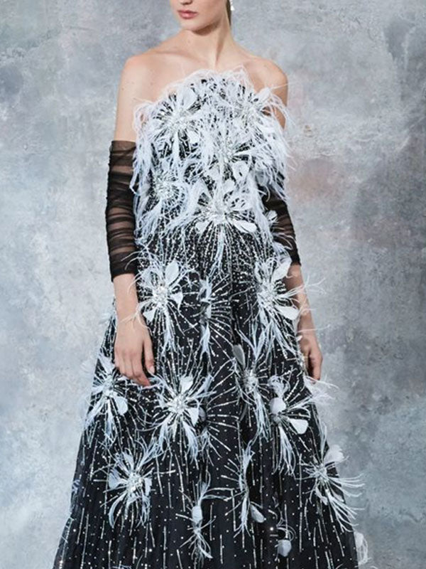 Feather Pendant Temperament Women's Dress