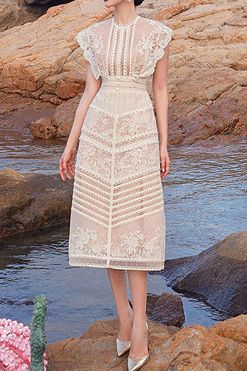 loveedsTM-Crochet lace elegant embroidered dress